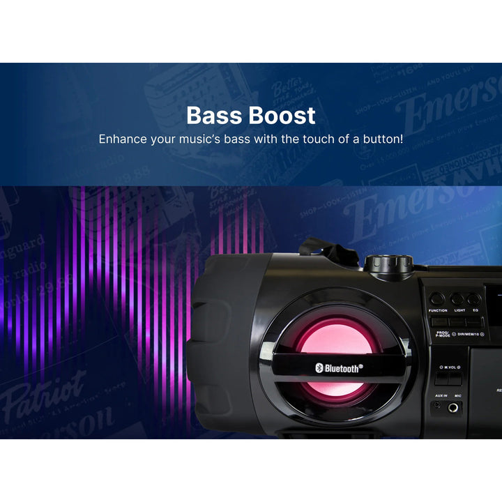 Dual Subwoofer Bluetooth Boombox