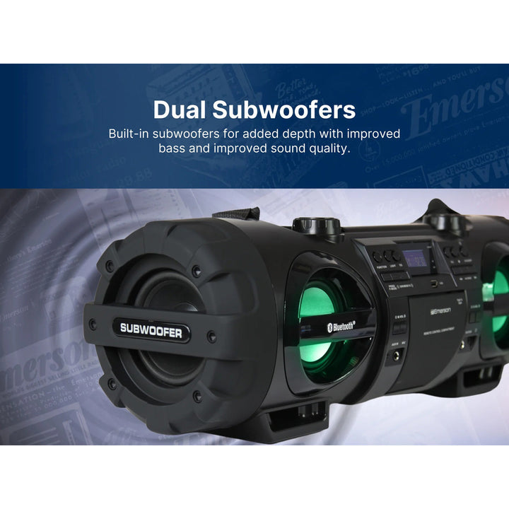 Dual Subwoofer Bluetooth Boombox