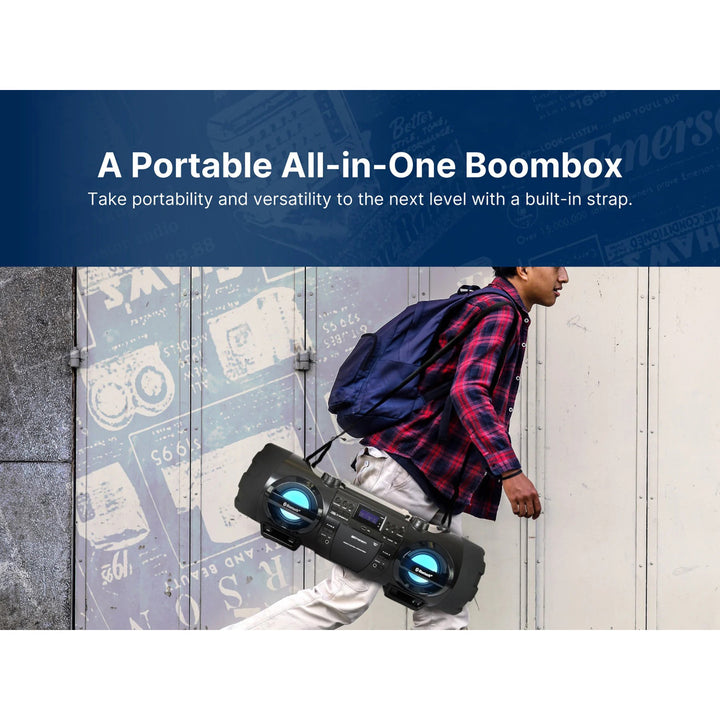 Dual Subwoofer Bluetooth Boombox