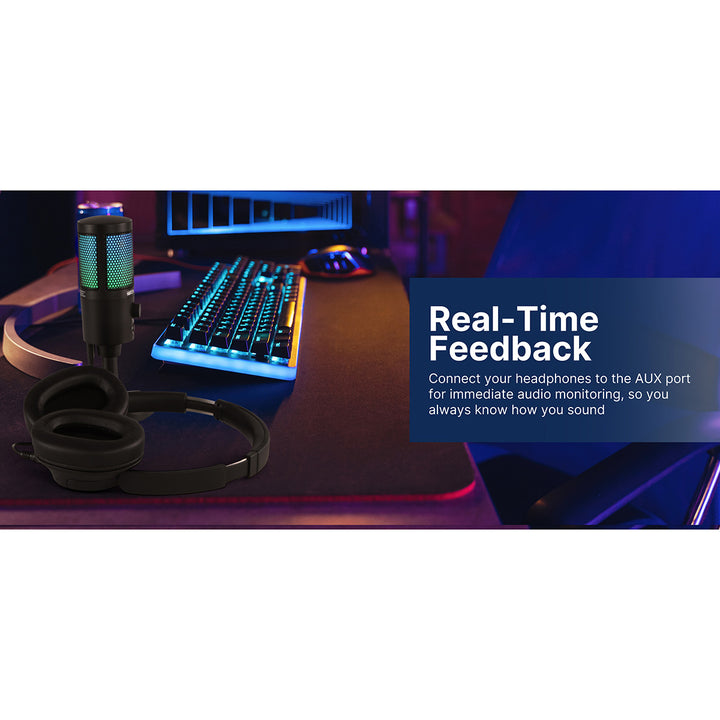 USB Gaming and Streaming Microphone with RGB Lighting