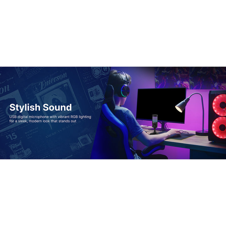 USB Gaming and Streaming Microphone with RGB Lighting