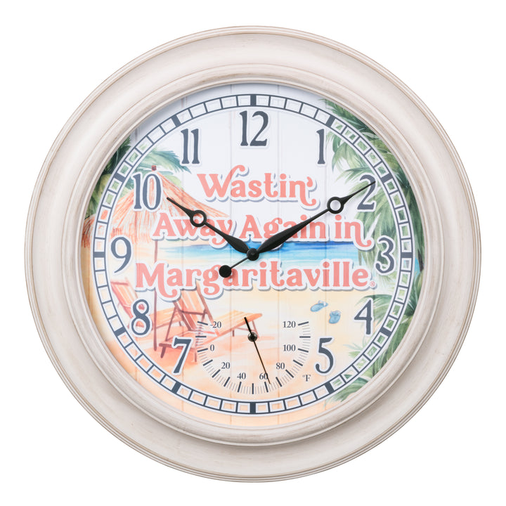 Margaritaville Indoor/Outdoor Wall Clock with Temperature