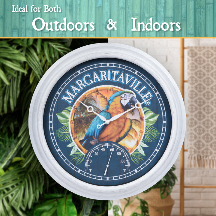 Margaritaville Indoor/Outdoor Wall Clock with Temperature