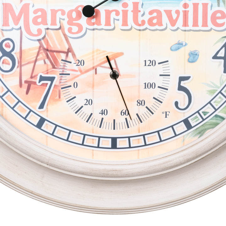 Margaritaville Indoor/Outdoor Wall Clock with Temperature
