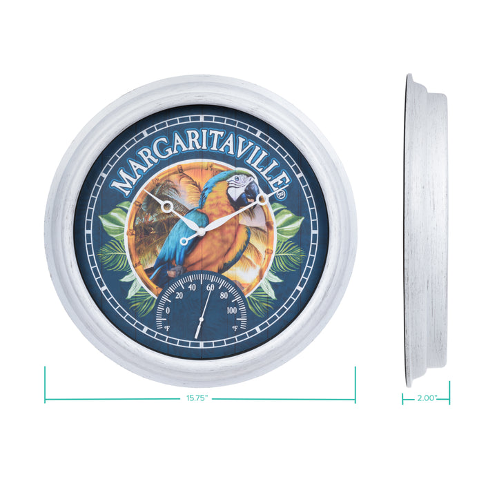 Margaritaville Indoor/Outdoor Wall Clock with Temperature