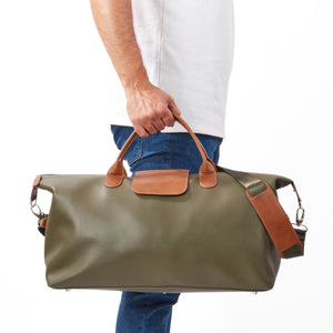 Leather Duffel Bag with Brown Accents