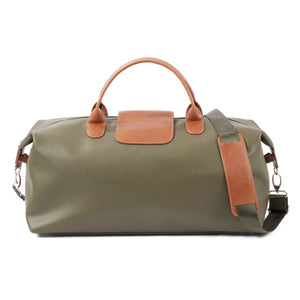 Leather Duffel Bag with Brown Accents