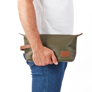 Leather Toiletry Bag with Brown Accents