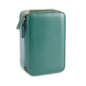 9 Pc. Green Leather Travel Golf Set with Zipper Closure