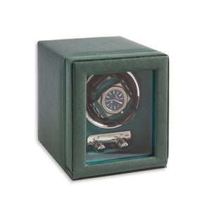Single Watch Winder in Hunter Green Leather