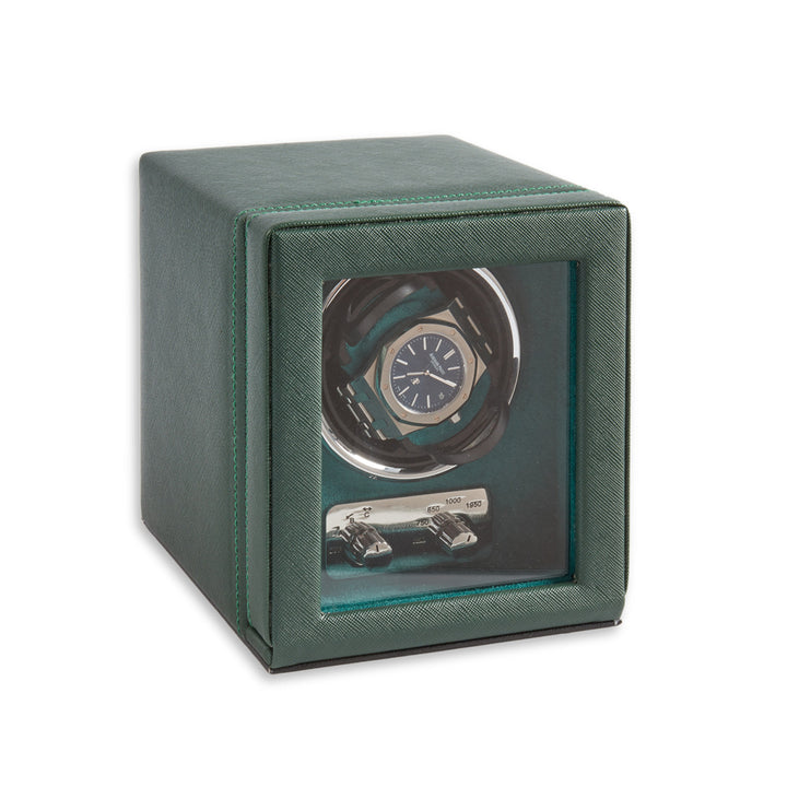 Single Watch Winder in Hunter Green Leather