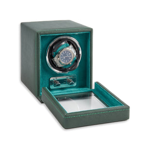 Single Watch Winder in Hunter Green Leather