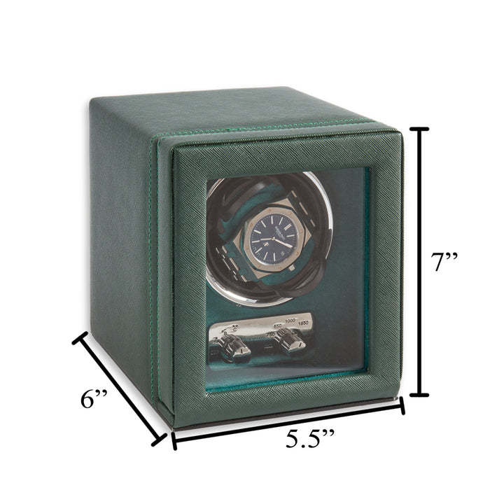 Single Watch Winder in Hunter Green Leather