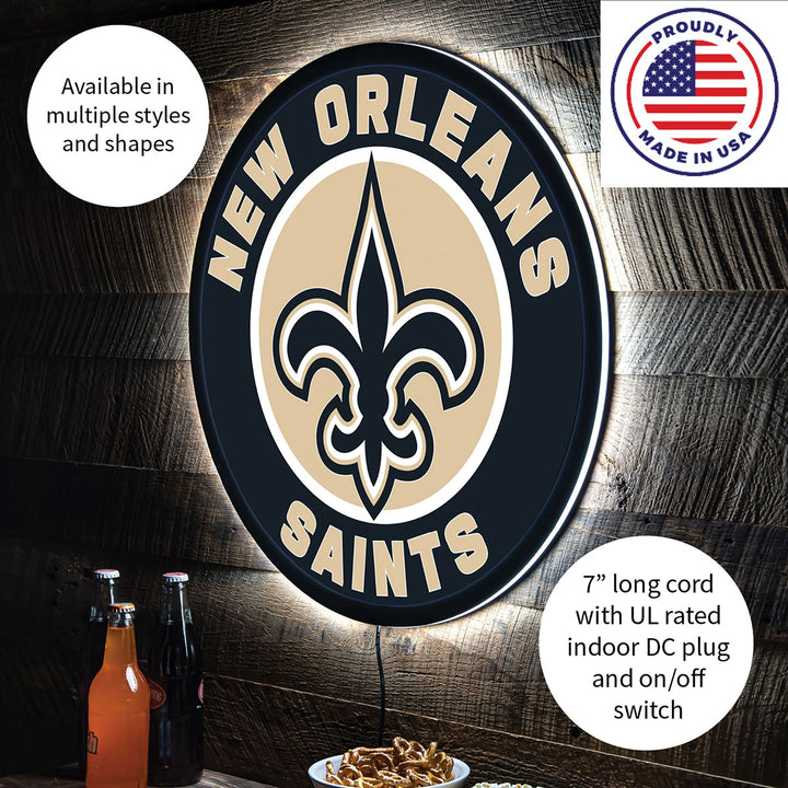 NFL Backlit Full Edge Round Wall Sign