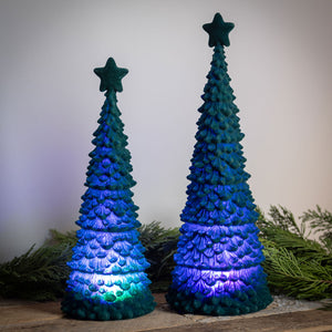 Lighted Flocked Trees (Set of 2) - primary product image