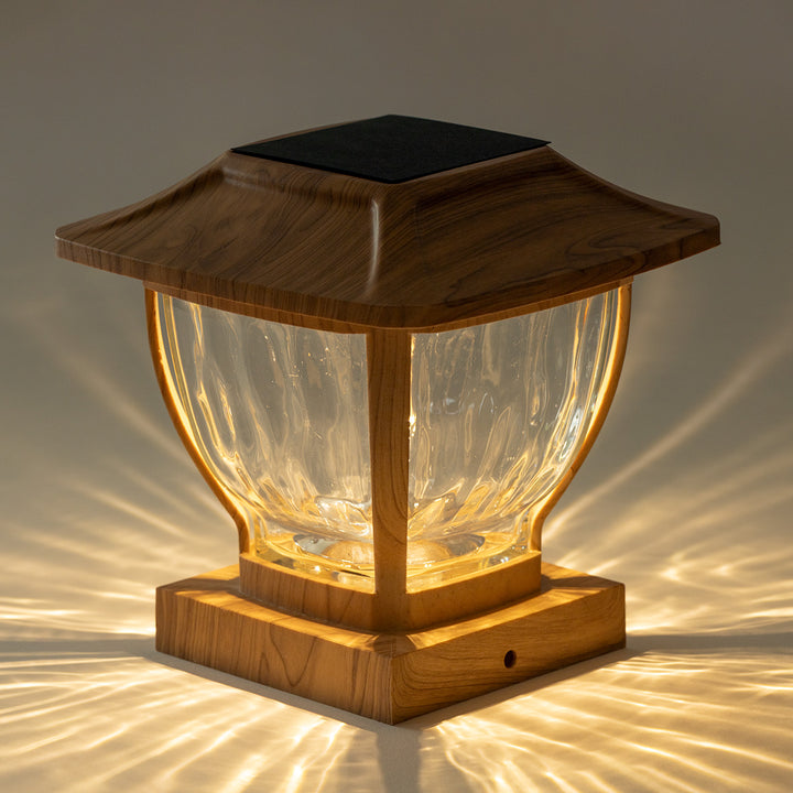 Wave Style Solar Powered Post Lights (Set of 4)