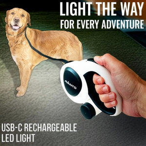 16ft Retractable Leash with LED Flashlight and Bag Dispenser