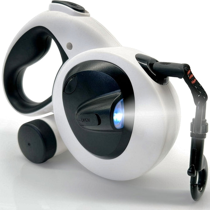 16ft Retractable Leash with LED Flashlight and Bag Dispenser
