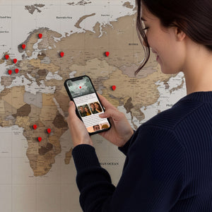 Pin and Remember Photo-Linked World Map with Pins