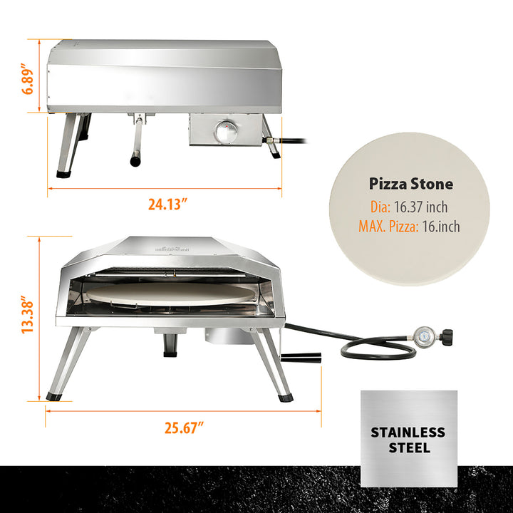 16in Gas Pizza Oven with Rotating Pizza Stone