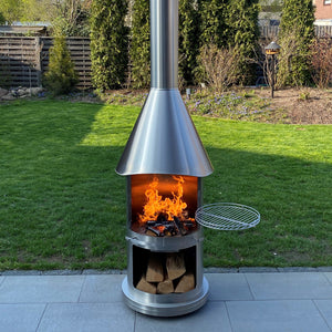 Deluxe Stainless Steel Outdoor Fireplace and BBQ