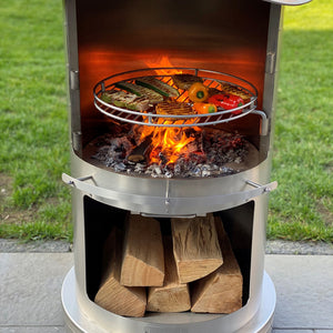 Deluxe Stainless Steel Outdoor Fireplace and BBQ