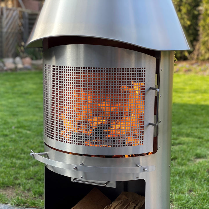 Deluxe Stainless Steel Outdoor Fireplace and BBQ