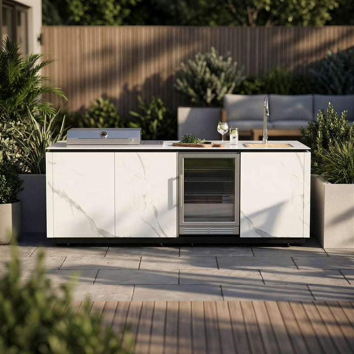 Luxury Outdoor Kitchen Island Grill with Marble Finish