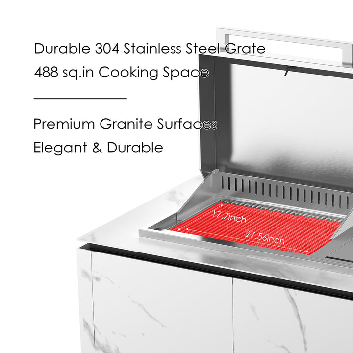 Luxury Outdoor Kitchen Island Grill with Marble Finish