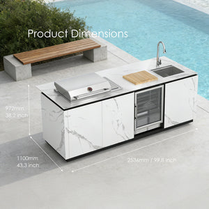 Luxury Outdoor Kitchen Island Grill with Marble Finish