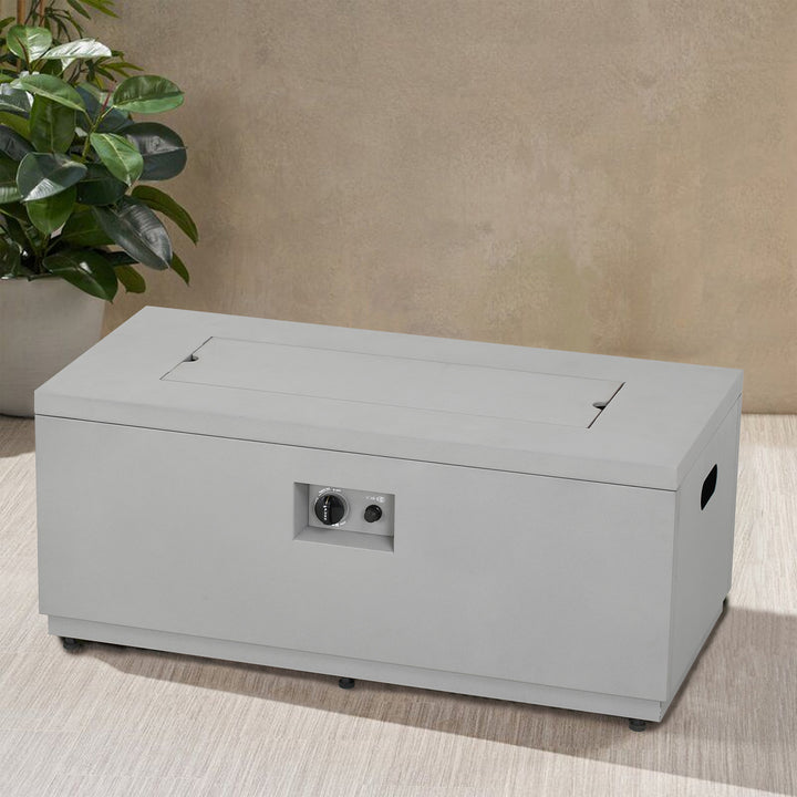 Modern Rectangular Fire Pit Table with Lid and Gas Tank Cover