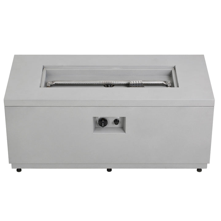 Modern Rectangular Fire Pit Table with Lid and Gas Tank Cover