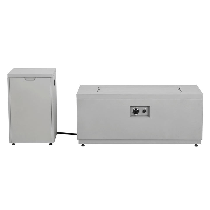 Modern Rectangular Fire Pit Table with Lid and Gas Tank Cover
