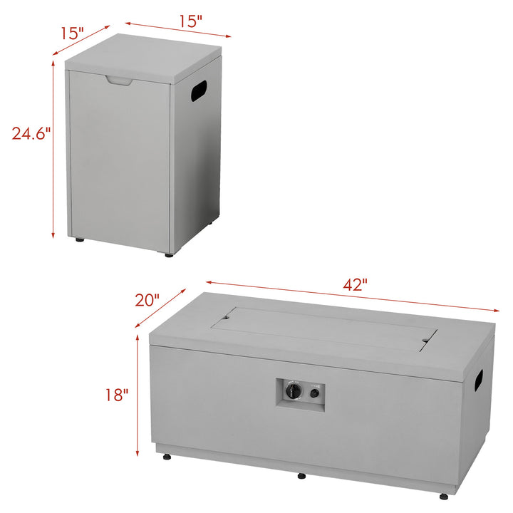 Modern Rectangular Fire Pit Table with Lid and Gas Tank Cover