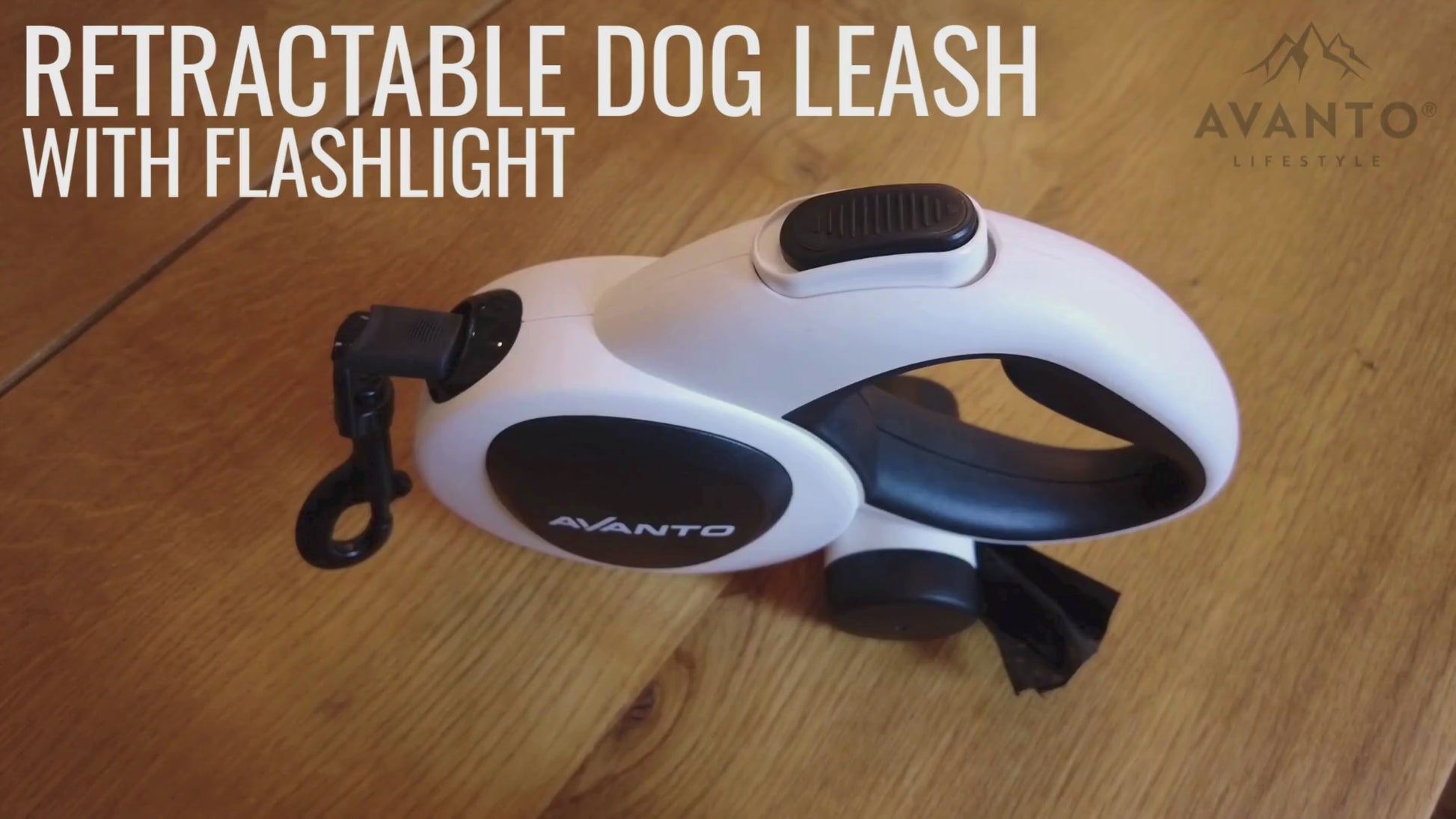 16ft Retractable Leash with LED Flashlight and Bag Dispenser